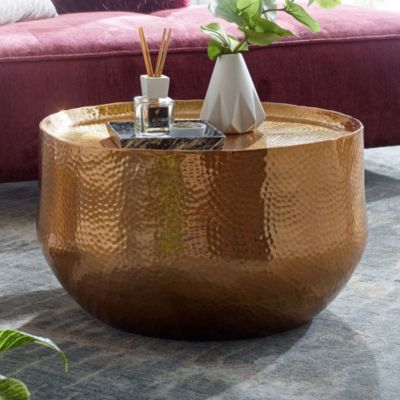 Table Basse de Salon 60x60x35 cm Table de Canapé Metal Orientale Ronde FineBuy