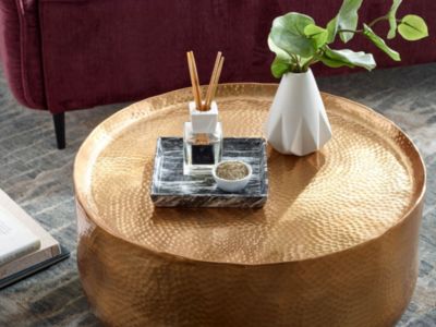 Table Basse de Salon 60x60x35 cm Table de Canapé Metal Orientale Ronde FineBuy