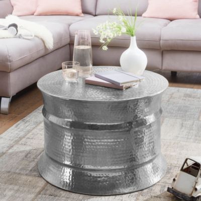 Table Basse de Salon 62x41x62cm Table de Canapé Metal Orientale Ronde FineBuy