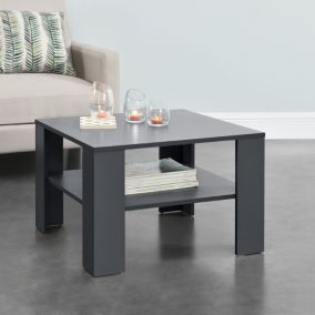 Table Basse De Salon Aachen 60 x 60 x 40 cm Gris Foncé en.casa