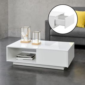 Table Basse de Salon Biskra 95 x 55 x 31 cm Blanc Brillant en.casa