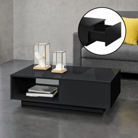 Table Basse de Salon Biskra 95 x 55 x 31 cm Noir Brillant en.casa