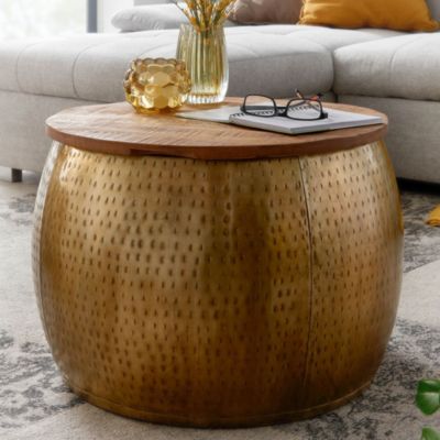 Table Basse de Salon Bois Massif 60x60x40 cm Petite Table Moderne Ronde FineBuy
