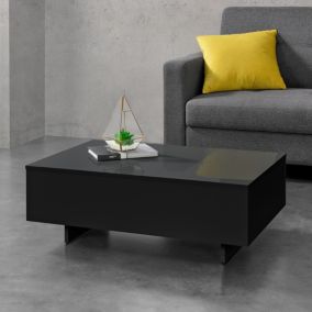 Table Basse de Salon Braunschweig 85 x 55 x 31 cm Noir Brillant en.casa