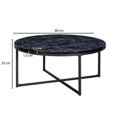 Table Basse de Salon Effet Marbré 80x36x80 cm Table Canapé Moderne Ronde FineBuy