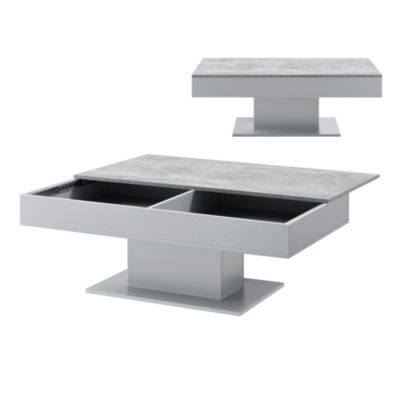 Table Basse de Salon Lünen avec 2 Espaces de Rangement 40 x 110 x 60 cm Effet Béton Gris en.casa