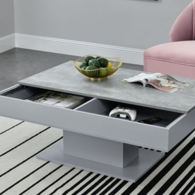 Table Basse de Salon Lünen avec 2 Espaces de Rangement 40 x 110 x 60 cm Effet Béton Gris en.casa