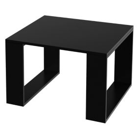 Table basse de salon moderne table d'appoint MDF noir/pieds métal noir 65x40 cm