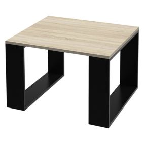 Table basse de salon moderne table d'appoint noir MDF imitation chêne 65x40 cm