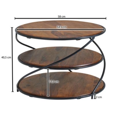 Table Basse de Salon Ronde Bois Massif 58x58x40,5cm Petite Table Moderne FineBuy