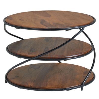 Table Basse de Salon Ronde Bois Massif 58x58x40,5cm Petite Table Moderne FineBuy
