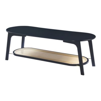 Table basse de salon Taivalkoski bambou 120 x 43 x 40 cm noir effet rotin en.casa