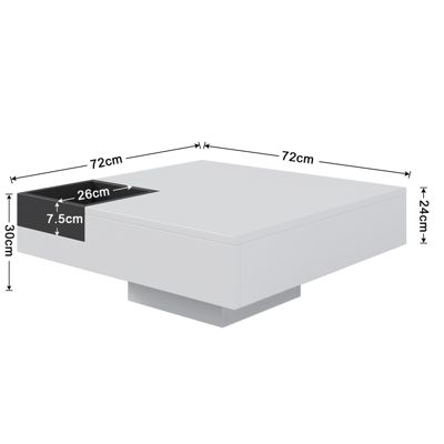 Table Basse Design Avec Compartiment Amovible - Couleur Bloc Blanc/noir Et Éclairage LED