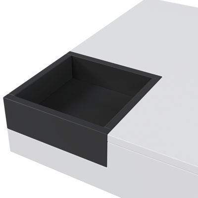 Table Basse Design Avec Compartiment Amovible - Couleur Bloc Blanc/noir Et Éclairage LED