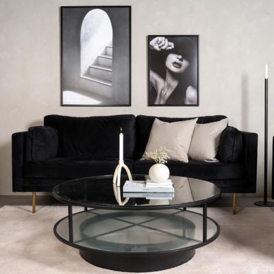 Table Basse Design en Verre "Falsterbo" 100cm Noir