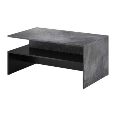 Table basse design RAMOS  Gris effet ardoise et noir  Plateau intermédiaire  Style contemporain