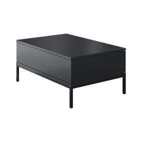 Table basse Dfiamozz, Table basse, Porte-revues pour canapé, Etagère de salon, 90x60h40 cm, Anthracite et Noir