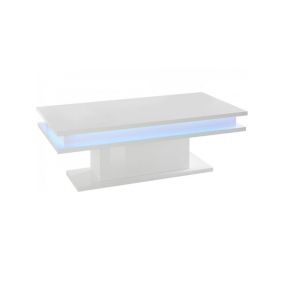 Table basse Dgandin, Table basse, Porte-revues, 100% Made in Italy, 100x55h42 cm, Blanc brillant avec lumière LED