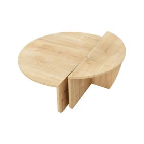 Table basse Dgiarett, Table basse, Porte-revues pour canapé, Etagère de salon, 90x90h35 cm, Chêne