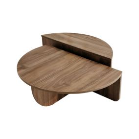 Table basse Dgiarett, Table basse, Porte-revues pour canapé, Etagère de salon, 90x90h35 cm, Noyer Foncé