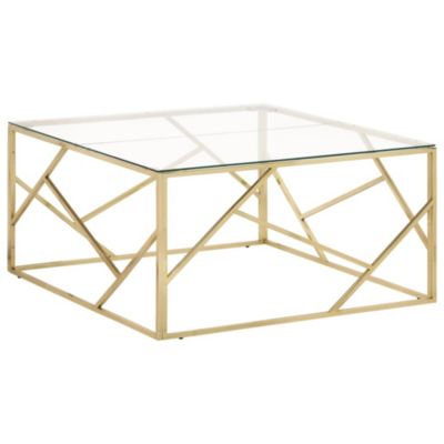 Table basse doré acier inoxydable et verre trempé vidaXL