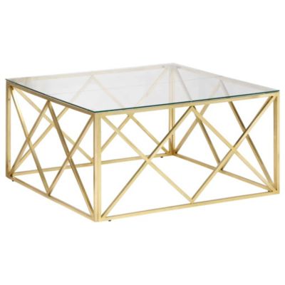 Table basse doré acier inoxydable et verre trempé vidaXL