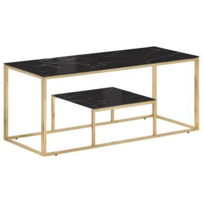 Table basse doré acier inoxydable et verre trempé vidaXL
