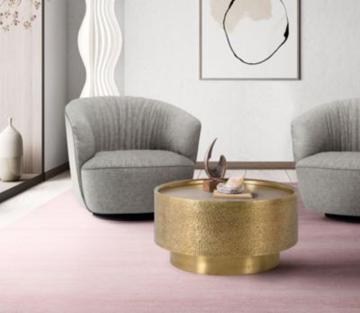 Table basse en aluminium et bronze doré