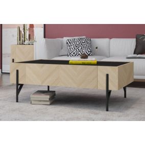 Table basse en bois clair avec 2 grands tiroirs SEQUOIA