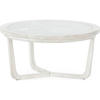 Table basse en bois de cèdre et verre finition gris voilé 80 x 80 x 40 cm Gris voilé bois clair transparent