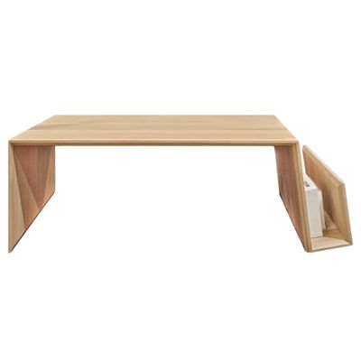 Table basse en bois design moderne porte-revues intégré - EKOS