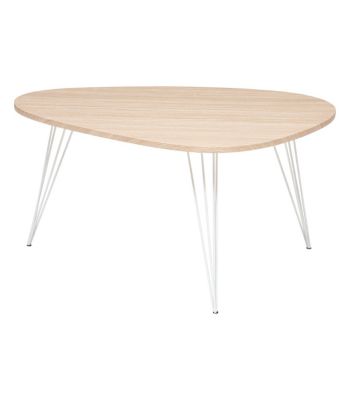 Table basse en bois et pieds en métal blanc 97 x 65 x H 50 cm