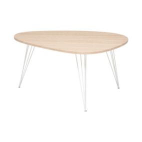 Table basse en bois et pieds en métal blanc 97 x 65 x H 50 cm