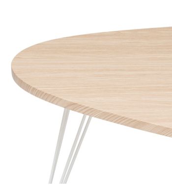 Table basse en bois et pieds en métal blanc 97 x 65 x H 50 cm