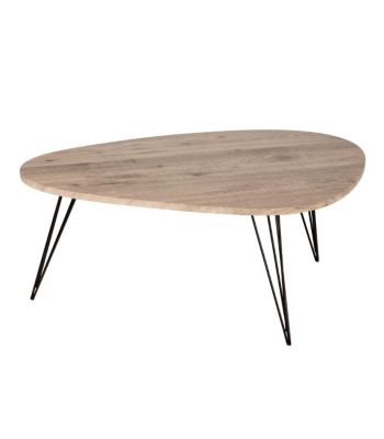 Table basse en bois et pieds en métal noir 112 x 80 x H 40 cm