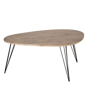 Table basse en bois et pieds en métal noir 97 x 65 x H 50 cm