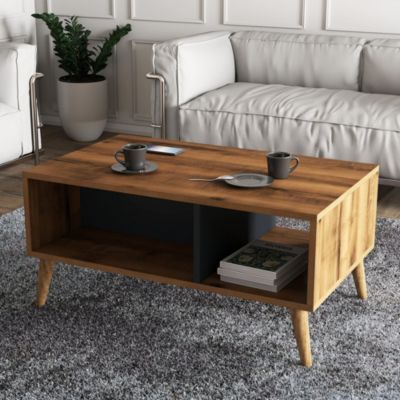 Table basse en bois "Exxen"  90 x 41 x 54 cm  Gris anthracite