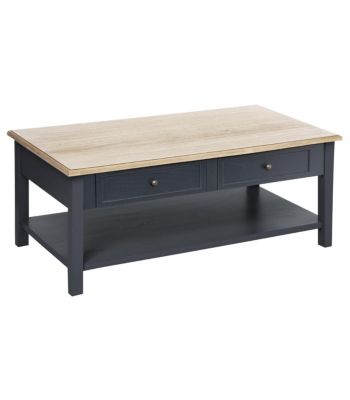 Table basse en Bois gris foncé avec 4 tiroirs 110 x 60 x H 45 cm