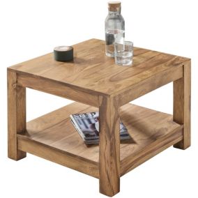 Table Basse en Bois Massif Acacia - Rangements - Table d'Appoint Moderne - Meuble de Salon