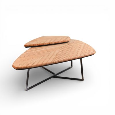 Table basse en bois massif hêtre et piètement métal SILEX²
