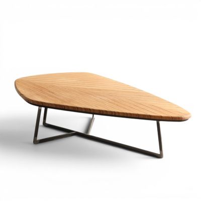 Table basse en bois massif hêtre et piètement métal SILEX