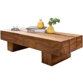 Table Basse en Bois Massif - Table d'Appoint Moderne - Meuble de Salon