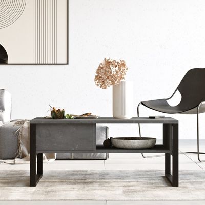 Table basse en bois "ML34"  100 x 59 x 44 cm  Argent