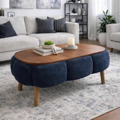 Table basse en bois "Papatya"  98 x 68 x 45 cm  Gris anthracite