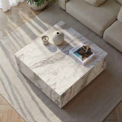 Table basse en bois "Prizma"  90 x 90 x 35 cm  Marbre Freesia