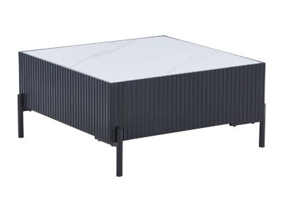 Table basse en céramique, MDF et métal - Noir et blanc - CYNDORA