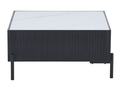 Table basse en céramique, MDF et métal - Noir et blanc - CYNDORA