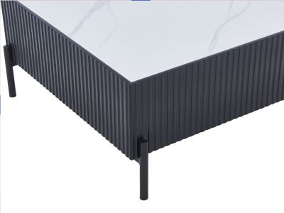 Table basse en céramique, MDF et métal - Noir et blanc - CYNDORA
