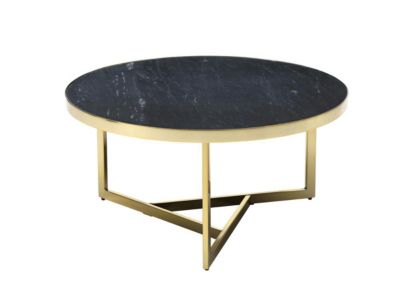 Table basse en marbre et métal - Noir et doré - ROBURTA