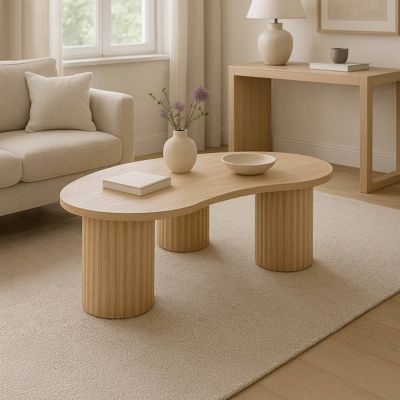 Table basse en MDF décor mélaminé beige  Oviala